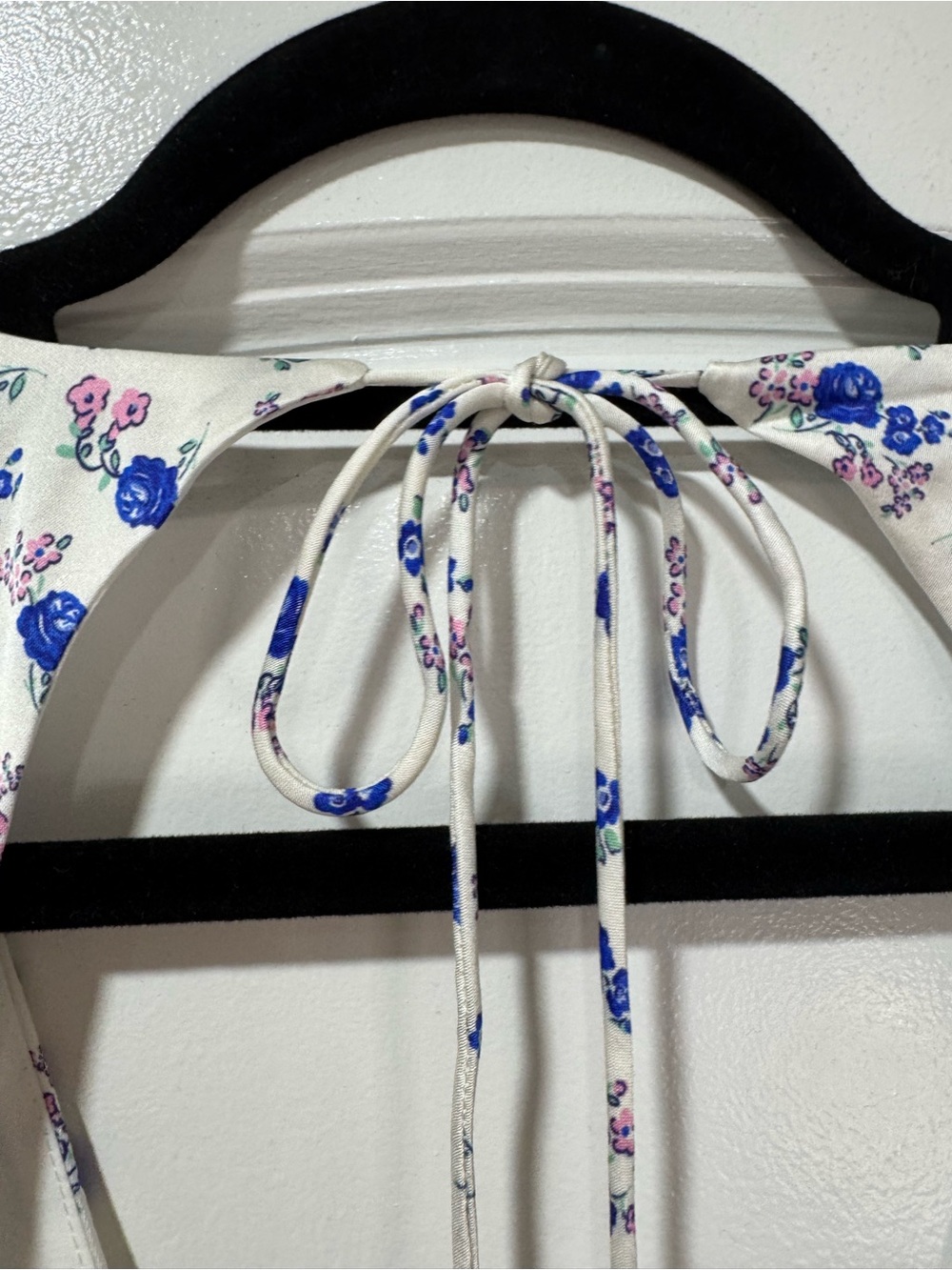 For Love & Lemons Paulina Corset White Mini Dress with Blue Floral Print - M - Picture 12 of 13